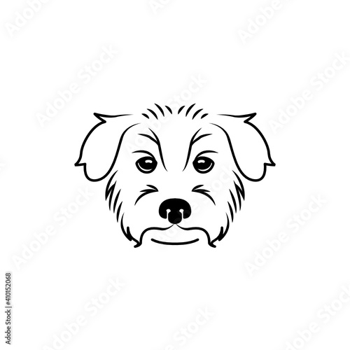 Cute simple dog line art logo design