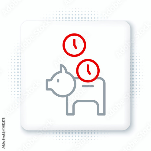 Line Piggy bank with coin icon isolated on white background. Icon saving or accumulation of money, investment. Colorful outline concept. Vector.