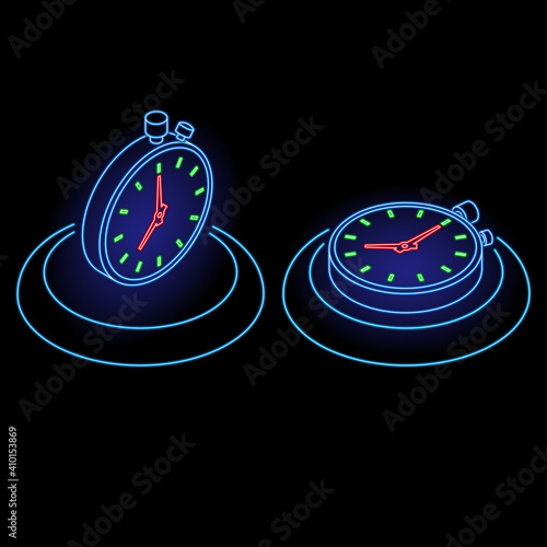 Neon set of stopwatch icons