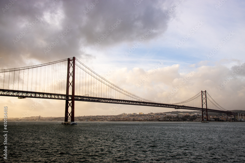 The 25 April bridge (Ponte 25 de Abril)  - famous bridge in Lisbon and among of the longest ones in Europe. 