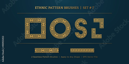 Vintage Old Greek Geometric Pattern Borders Frames, Traditional Ethnic Vector Certificate Border Frame Collection