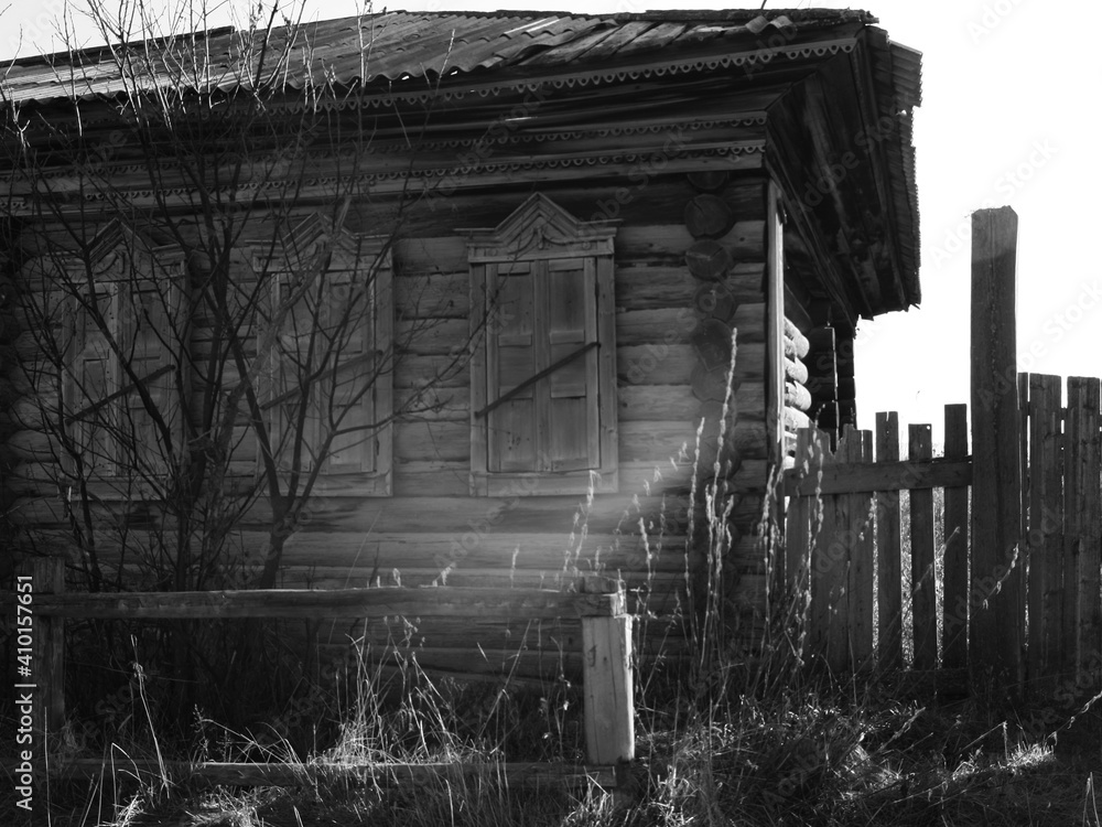 The old village. An abandoned dilapidated wooden house. The old village. An abandoned dilapidated wooden house.