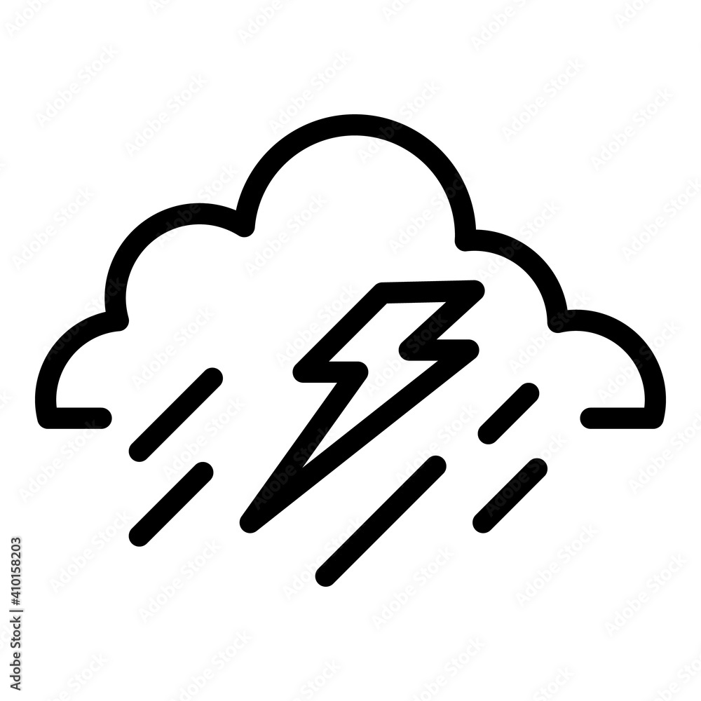 Lightning bolt cloud icon. Outline lightning bolt cloud vector icon for web design isolated on white background Lightning bolt cloud icon. Outline lightning bolt cloud vector icon for web design isolated on white background