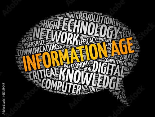Information age message bubble word cloud collage, concept background