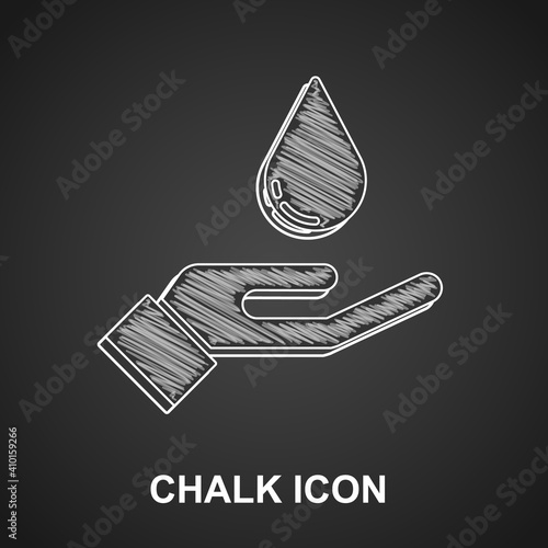 Chalk Washing hands with soap icon isolated on black background. Washing hands with soap to prevent virus and bacteria. Vector.