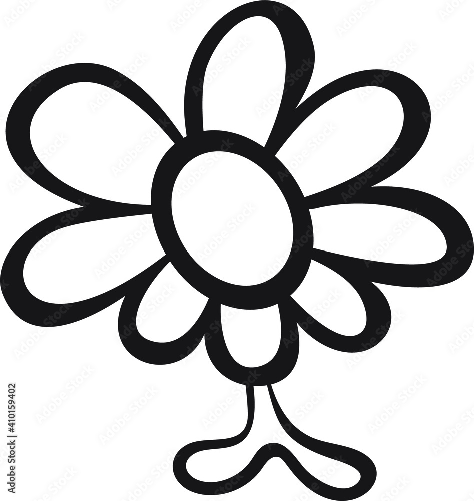 simple flower with petals and floral element isolated black vector silhouette simple flower with petals and floral element isolated black vector silhouette
