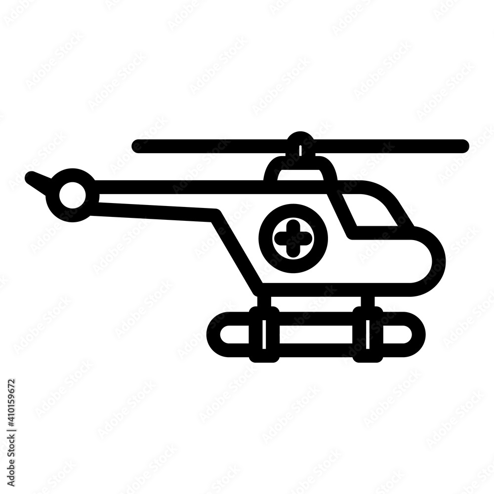 Water rescue helicopter icon. Outline water rescue helicopter vector icon for web design isolated on white background Water rescue helicopter icon. Outline water rescue helicopter vector icon for web design isolated on white background