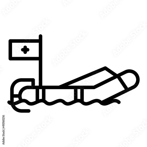 Rubber rescue boat icon. Outline rubber rescue boat vector icon for web design isolated on white background