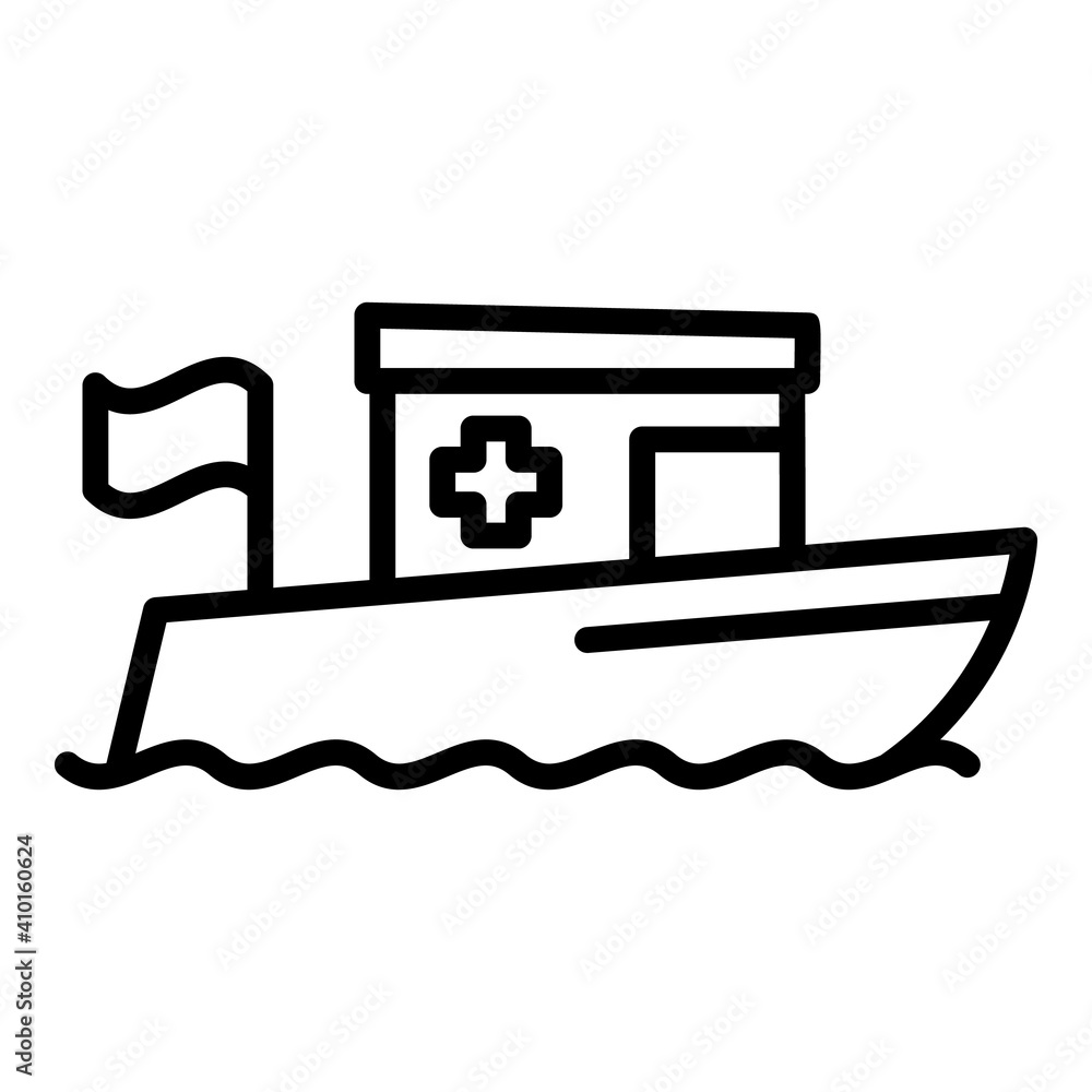 Power rescue boat icon. Outline power rescue boat vector icon for web design isolated on white background Power rescue boat icon. Outline power rescue boat vector icon for web design isolated on white background