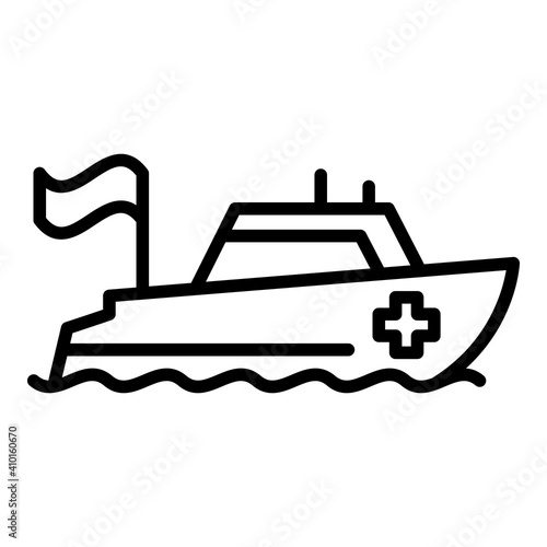 Ocean rescue boat icon. Outline ocean rescue boat vector icon for web design isolated on white background