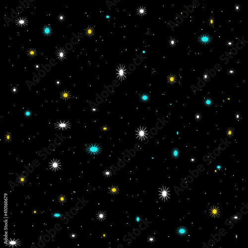 Many small stars On a black background