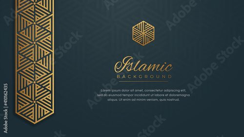 Photos Islamic Arabic Blue Golden Ornament Arabesque Pattern Border Background