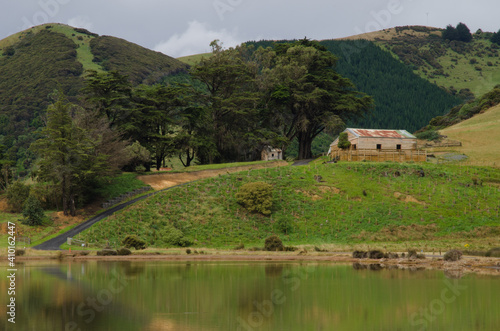 Landscape in Hoopers Inlet. Otago Peninsula. Otago. South Island. New Zealand.