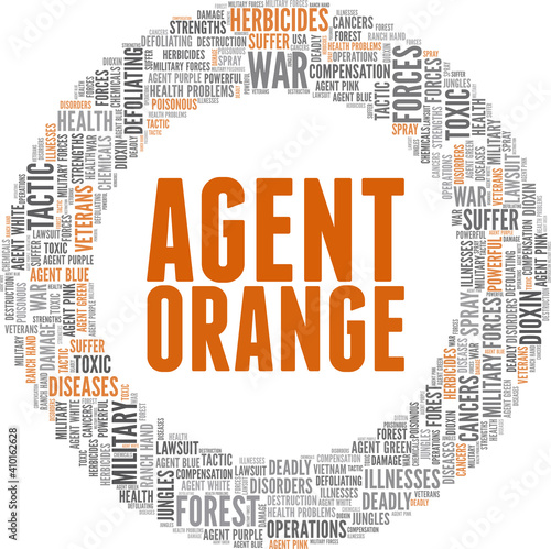 Agent orange vector illustration word cloud isolated on a white background.