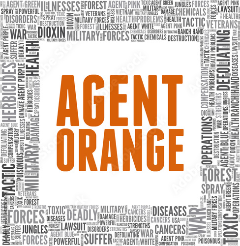 Agent orange vector illustration word cloud isolated on a white background.