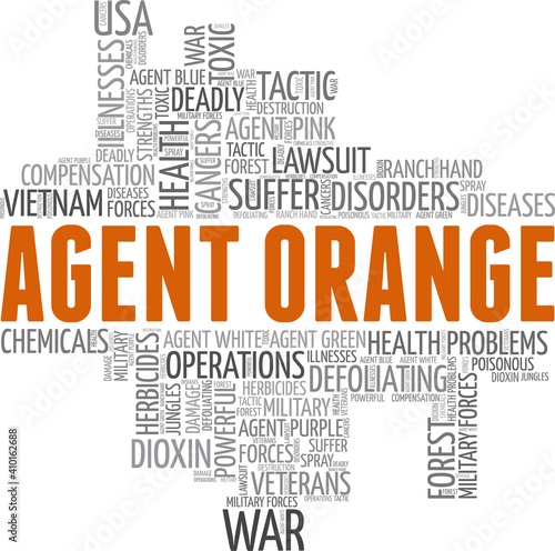 Agent orange vector illustration word cloud isolated on a white background.