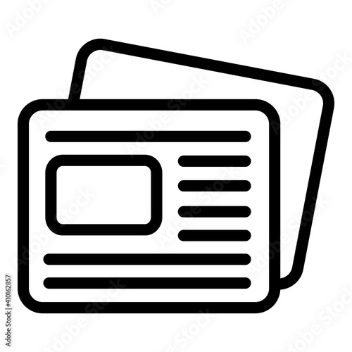 Fold newspaper icon. Outline fold newspaper vector icon for web design isolated on white background