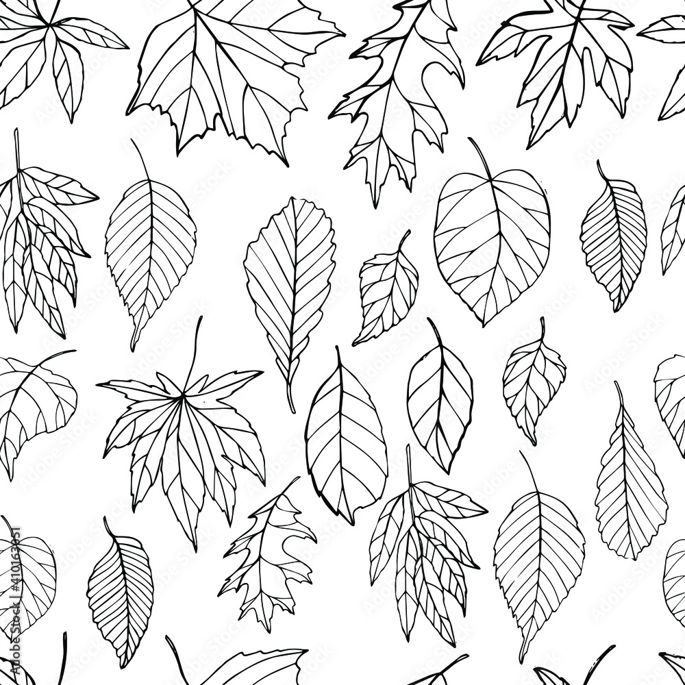 Seamless pattern with autumn leaves. Endless texture for your design