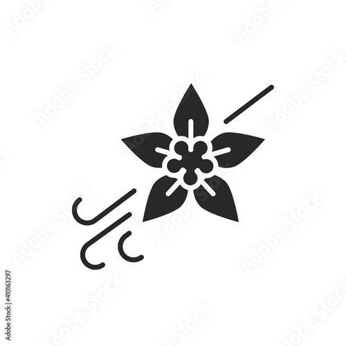 Wallpaper Mural Vanilla pods and flower with caption black glyph icon. Vector illustration Torontodigital.ca