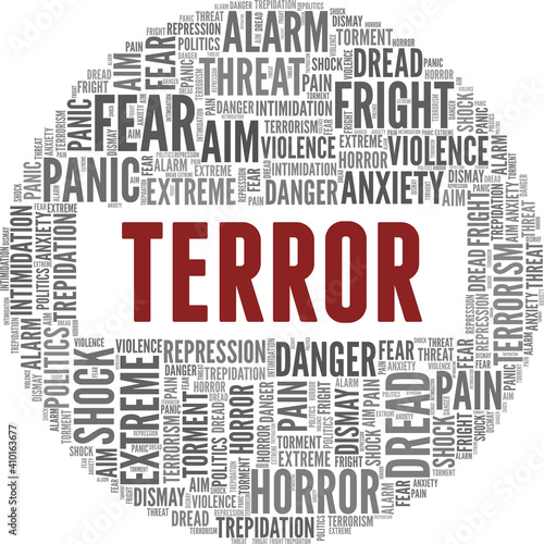 Terror vector illustration word cloud isolated on a white background.