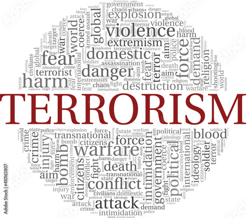 Terrorism vector illustration word cloud isolated on a white background.