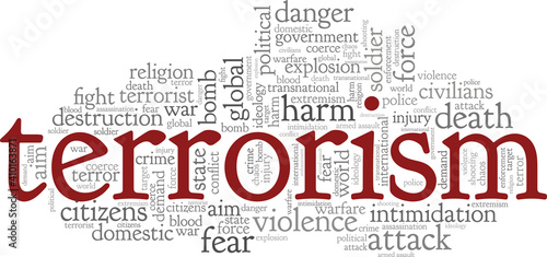 Terrorism vector illustration word cloud isolated on a white background. photo