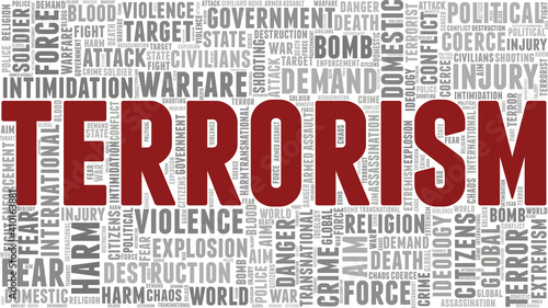 Terrorism vector illustration word cloud isolated on a white background.