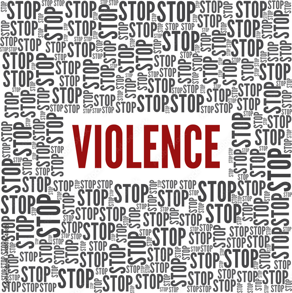 Violence vector illustration word cloud isolated on a white background.