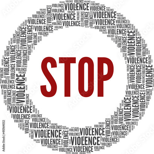 Stop the violence vector illustration word cloud isolated on a white background.