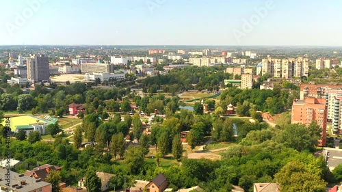 Sumy city from above, video from a drone, 4k