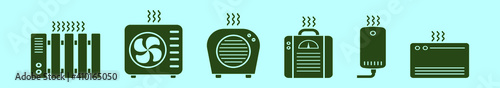 set of heater cartoon icon design template with various models. vector illustration isolated on blue background