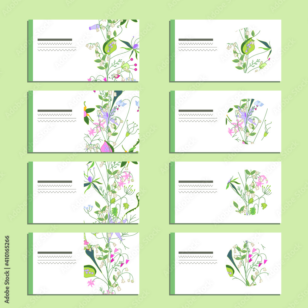 Set with visit cards for floral design Set with visit cards for floral design