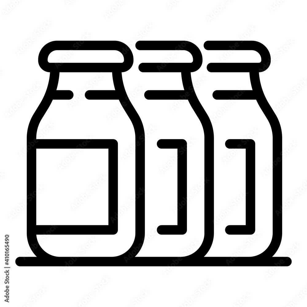 Glass milk bottles icon. Outline glass milk bottles vector icon for web design isolated on white background Glass milk bottles icon. Outline glass milk bottles vector icon for web design isolated on white background