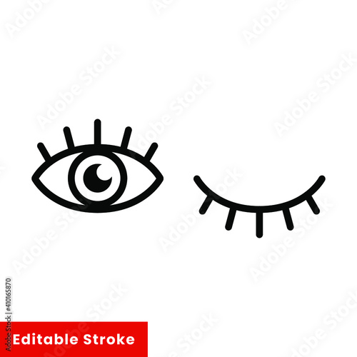 Eye icon. Simple line style for web and app. Human eye anatomy. Open and winking eyes on white background Business concepts eyesight pictogram vector illustration. Editable stroke EPS 10