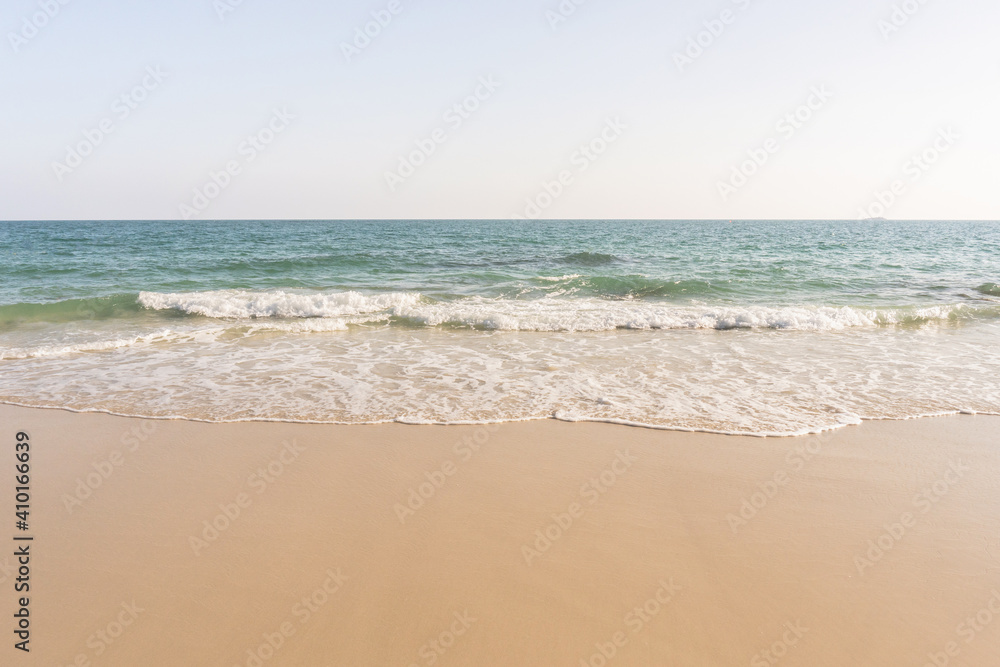 Beach and waves tropical sea with blue sky on sunny day background. copy space Beach and waves tropical sea with blue sky on sunny day background. copy space