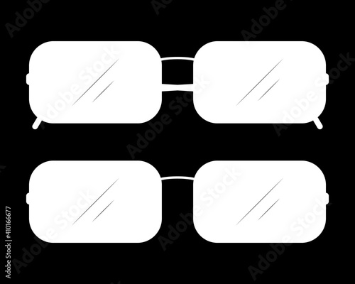 Silhouette mens rimless glasses. Vector Illustration on clear black background. 