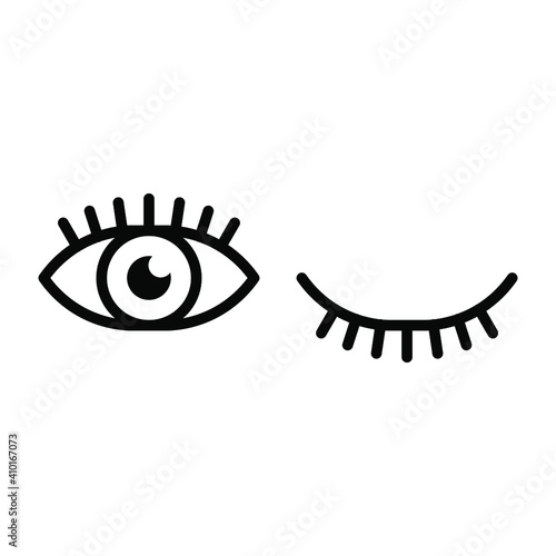 Eye icon. Simple line style for web and app. Human eye anatomy. Open and winking eyes on white background Business concepts eyesight pictogram vector illustration. EPS 10 © Mantav Jivva