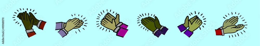 Obraz premium set of hands clapping cartoon icon design template with various models. vector illustration isolated on blue background
