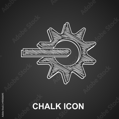 Chalk Cowboy horse riding spur for boot icon isolated on black background. Vector.