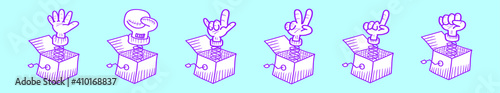 set of jack in the box cartoon icon design template with various models. vector illustration isolated on blue background