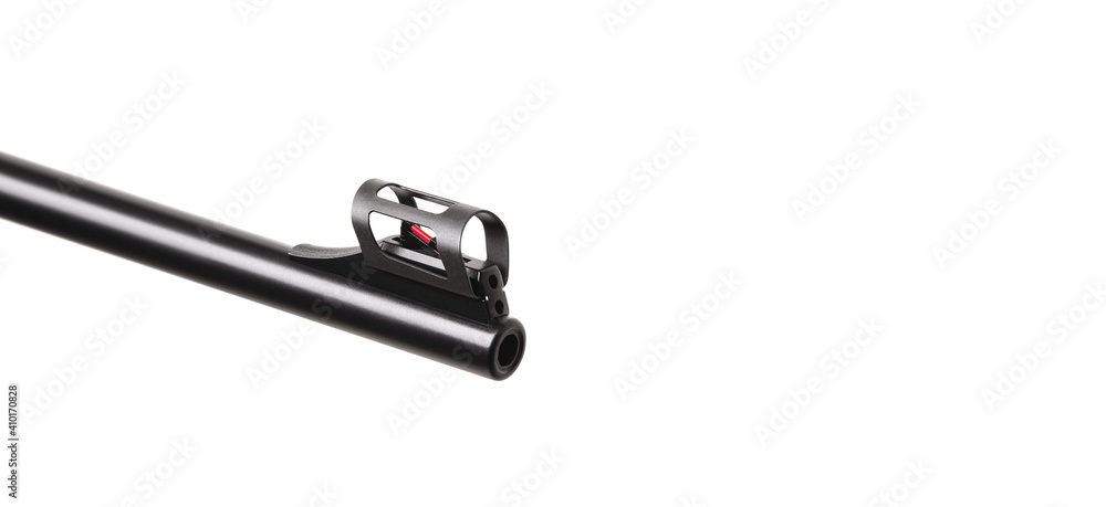 Modern bolt carbine isolated on white background.Weapon with mechanical sights for hunting and sports on a light back Modern bolt carbine isolated on white background.Weapon with mechanical sights for hunting and sports on a light back