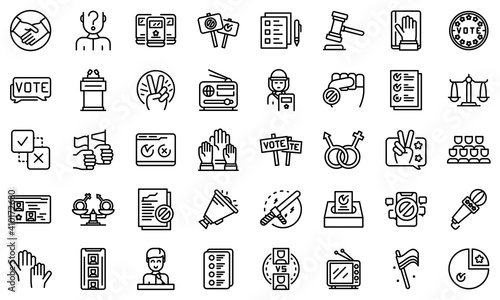 Democracy icons set. Outline set of democracy vector icons for web design isolated on white background