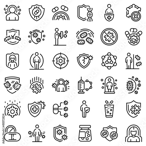 Antibiotic resistance icons set. Outline set of antibiotic resistance vector icons for web design isolated on white background