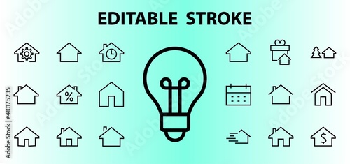 Simple set of line vector home icons. Contains house symbols at interest, infuse house and more. Editable stroke. 480x480 pixels perfect