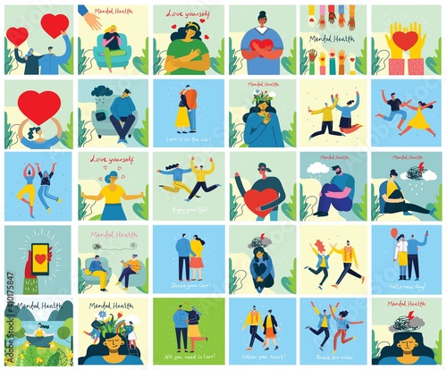 Mental health illustration concept. Psychology visual interpretation of mental health.