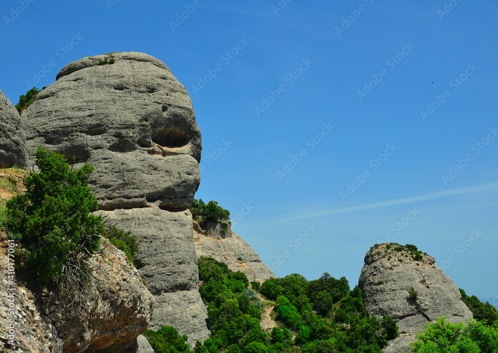 Eroded Sedimentary Formations of the Mountain Ridge above Montserrat Monastery near Barcelona