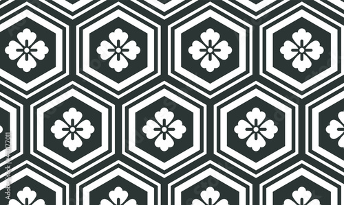 Asian kikko seamless pattern as turtle hexagons.