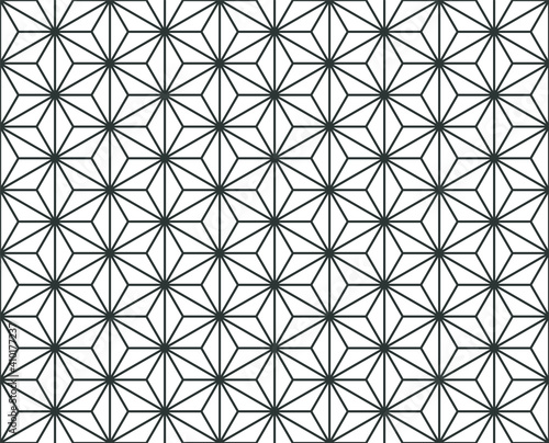 Asian asanoha seamless pattern with hemp leaves.