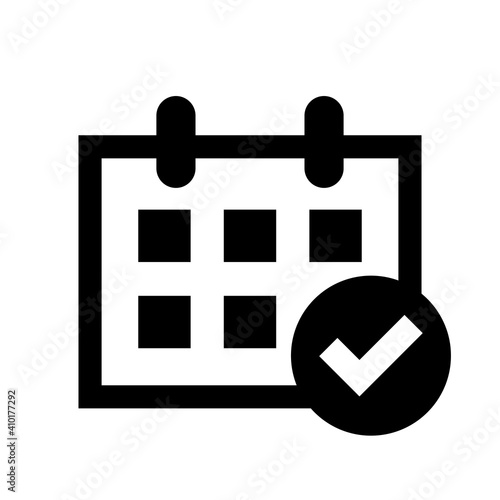 calendar icon, schedule symbol, calendar with agree symbol