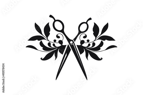 Hairdresser, Beauty salon logo. scissors sign vector illustration